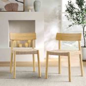 Ditton Set of 2 Elm Wood and Jute Dining Chairs, Natural - ER25