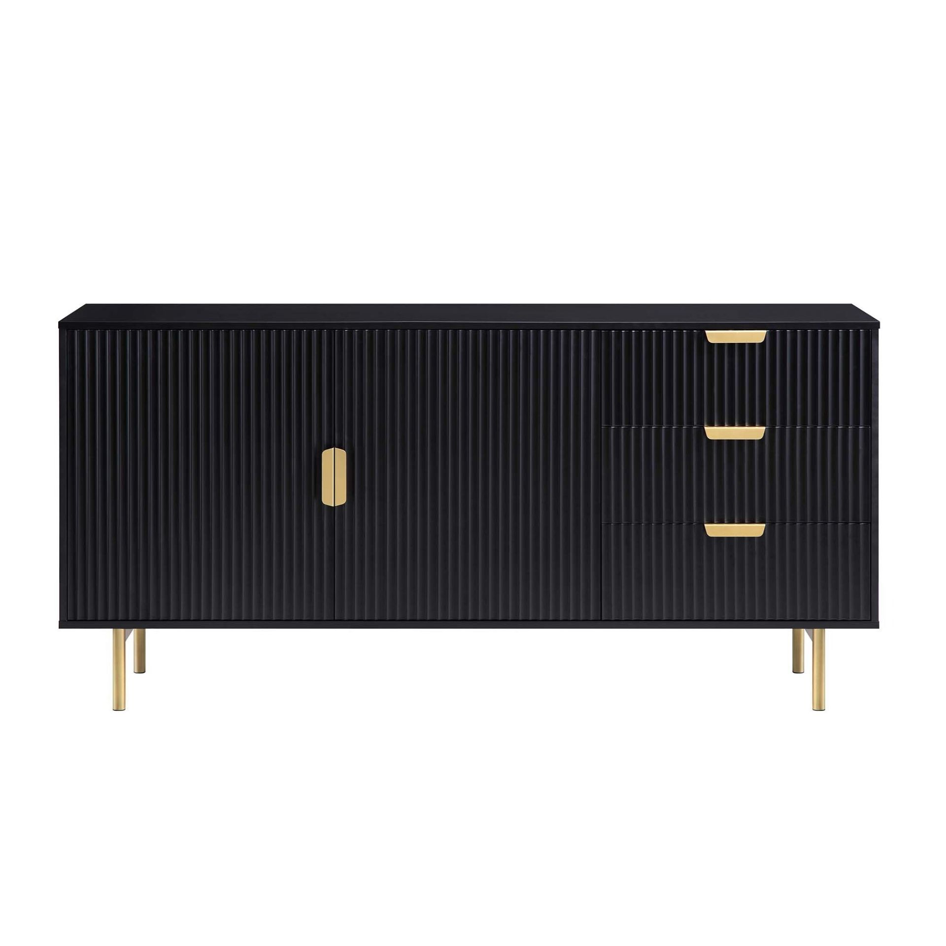 Richmond Ridged Large Sideboard, Matte Black *contains box 1/2 only* - ER25