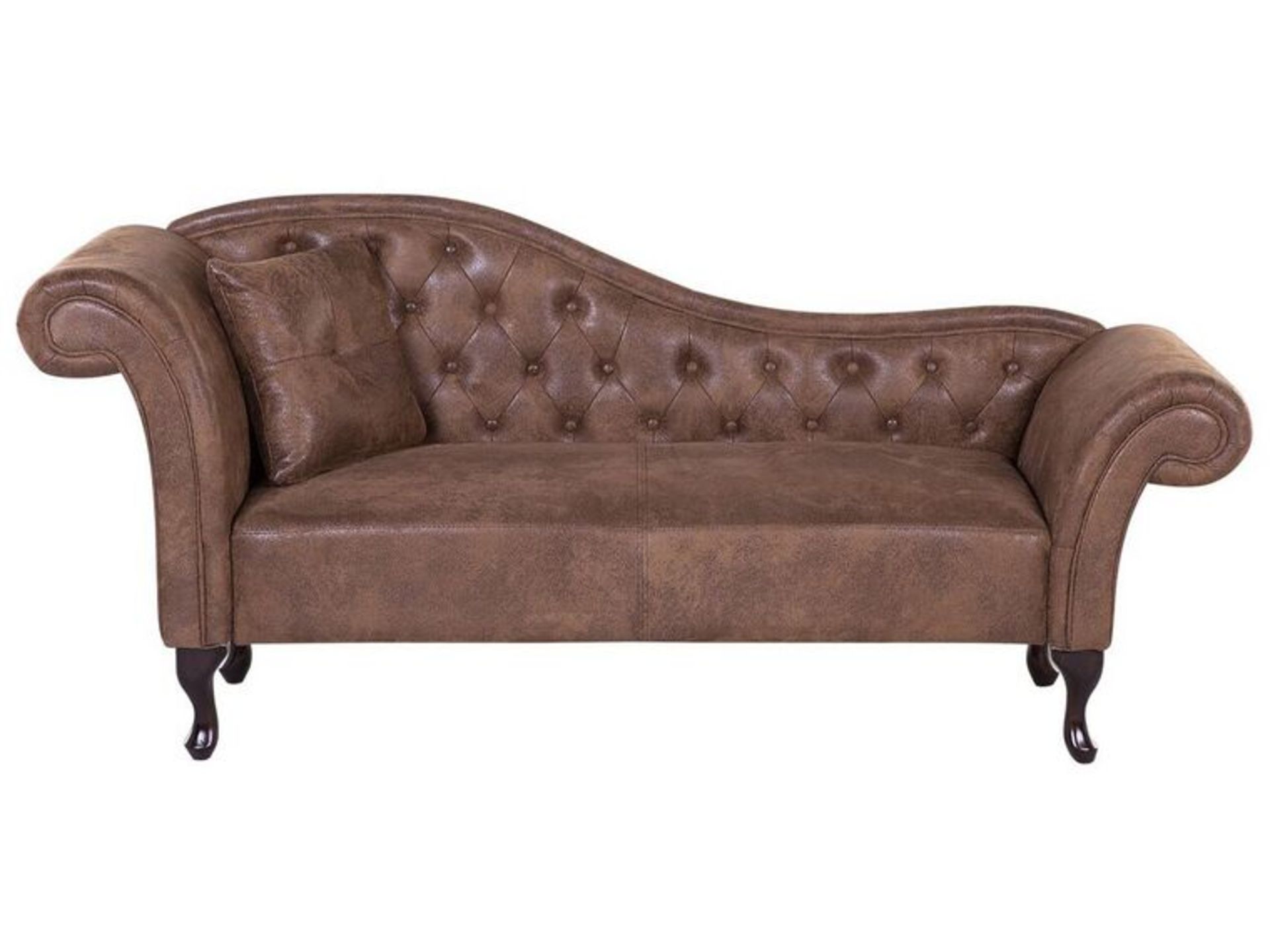 Lattes Left Hand Chaise Lounge Faux Suede Brown. - ER. This classic chaise lounge is the perfect