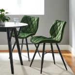 Set of 2 Ampney Velvet Diamond Stitch Dining Chairs with Metal Legs - ER29