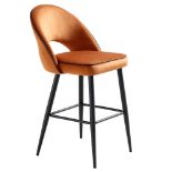 Oakley Orange Velvet Upholstered Counter Stools with Contrast - ER30