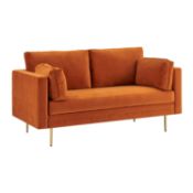 Pelham Velvet Orange Sofa, 2-Seater and 3-Seater - ER29