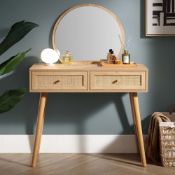 Frances Woven Rattan Dressing Table with Mirror, Natural - ER29