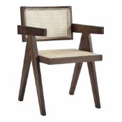 Jeanne Dark Walnut Cane Rattan Solid Beech Wood Dining Chair - ER20