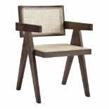 Jeanne Dark Walnut Cane Rattan Solid Beech Wood Dining Chair - ER20