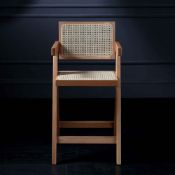 Jeanne Natural Colour Cane Rattan Solid Beech Wood Counter Stool - ER30