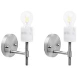 Armeria Set of 2 Metal Wall Lamps Silver . - Er. This minimalist wall lamp set brings luminous