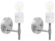 Armeria Set of 2 Metal Wall Lamps Silver . - Er. This minimalist wall lamp set brings luminous