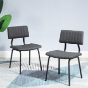 Charlecote Set of 2 Fluted Dining Chairs (Dark Grey PU) - ER30