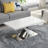 Basel High Gloss White Coffee Table with Stainless Steel Base - ER29
