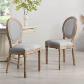 Lainston Set of 2 Classic Limewashed Wooden Dining Chairs, Grey - ER29