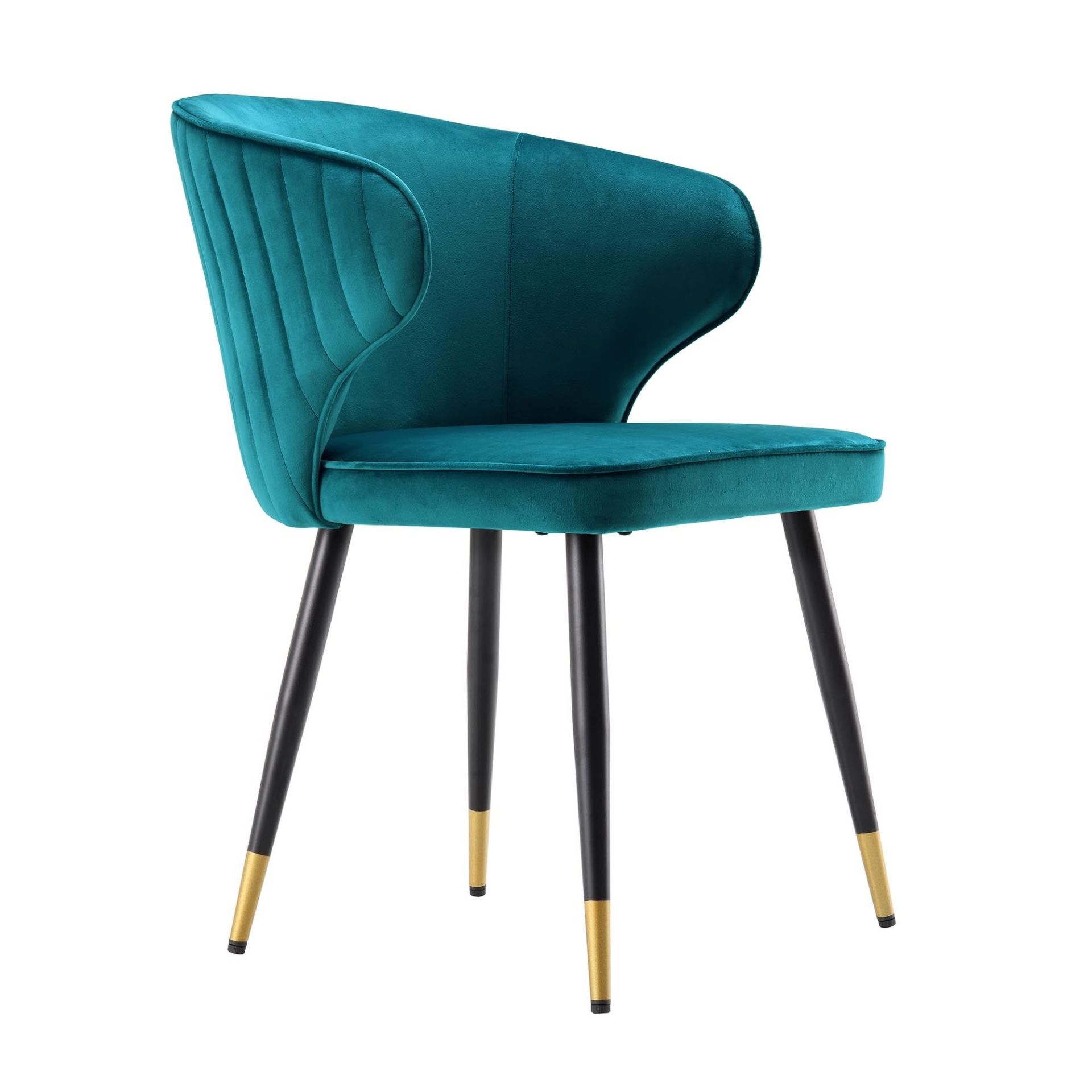 Langham Teal Velvet Upholstered Carver Dining Chair - ER30