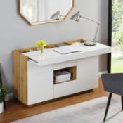 Yukon High Gloss White 2 in 1 Desk or Sideboard with Extendable Top - ER30