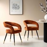 Laurel Wave Rust Velvet Set of 2 Dining Chairs - ER30