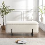 Jed Ecru Boucle 120cm Large Storage Ottoman Bench - ER30