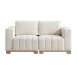 Belsize Beige Boucle Sofa with Wooden Base, 2-Seater - ER30