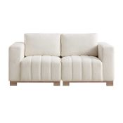 Belsize Beige Boucle Sofa with Wooden Base, 2-Seater - ER30