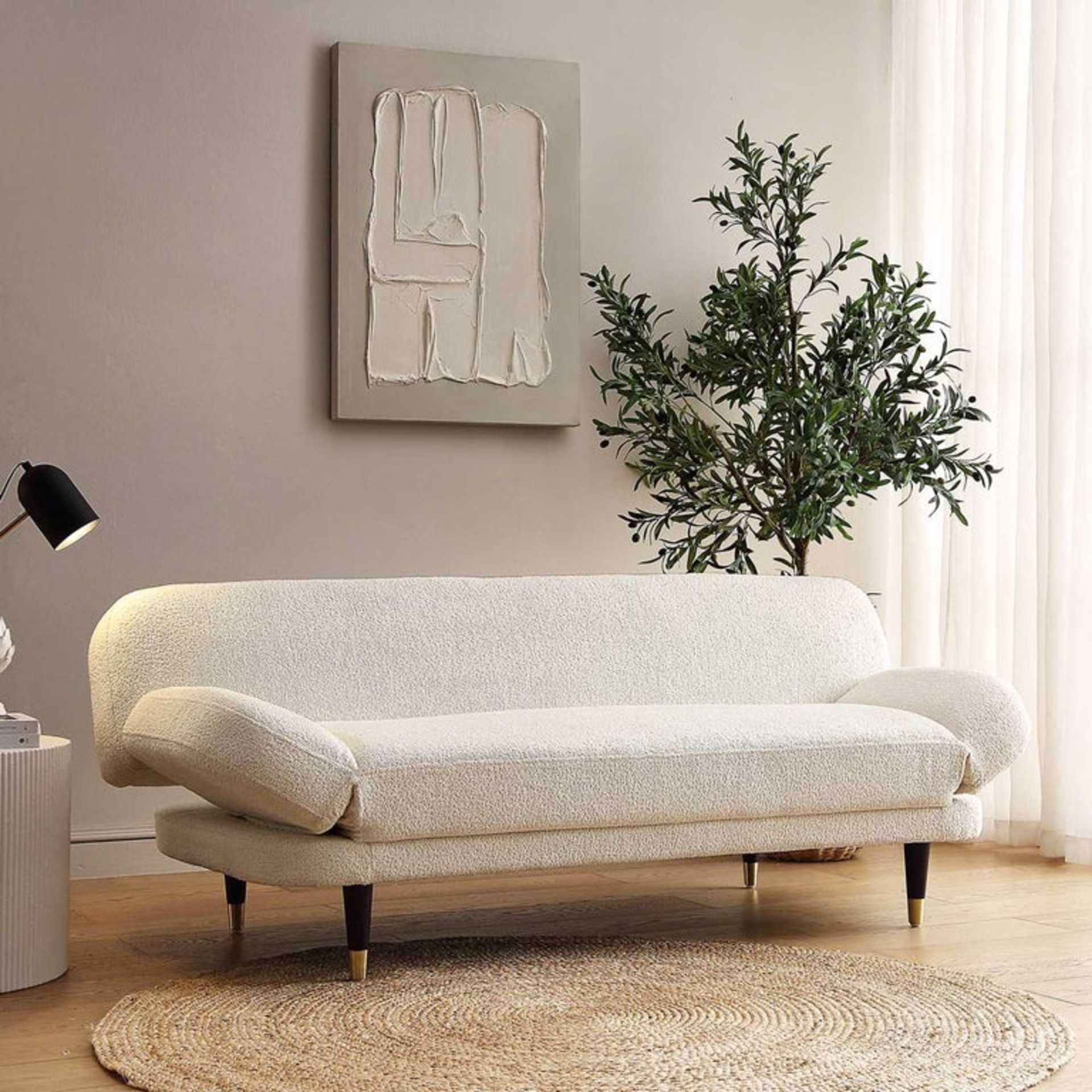 Solna 2-Seater Sofa Bed, Beige Boucle - ER23 (Sofa Rack)