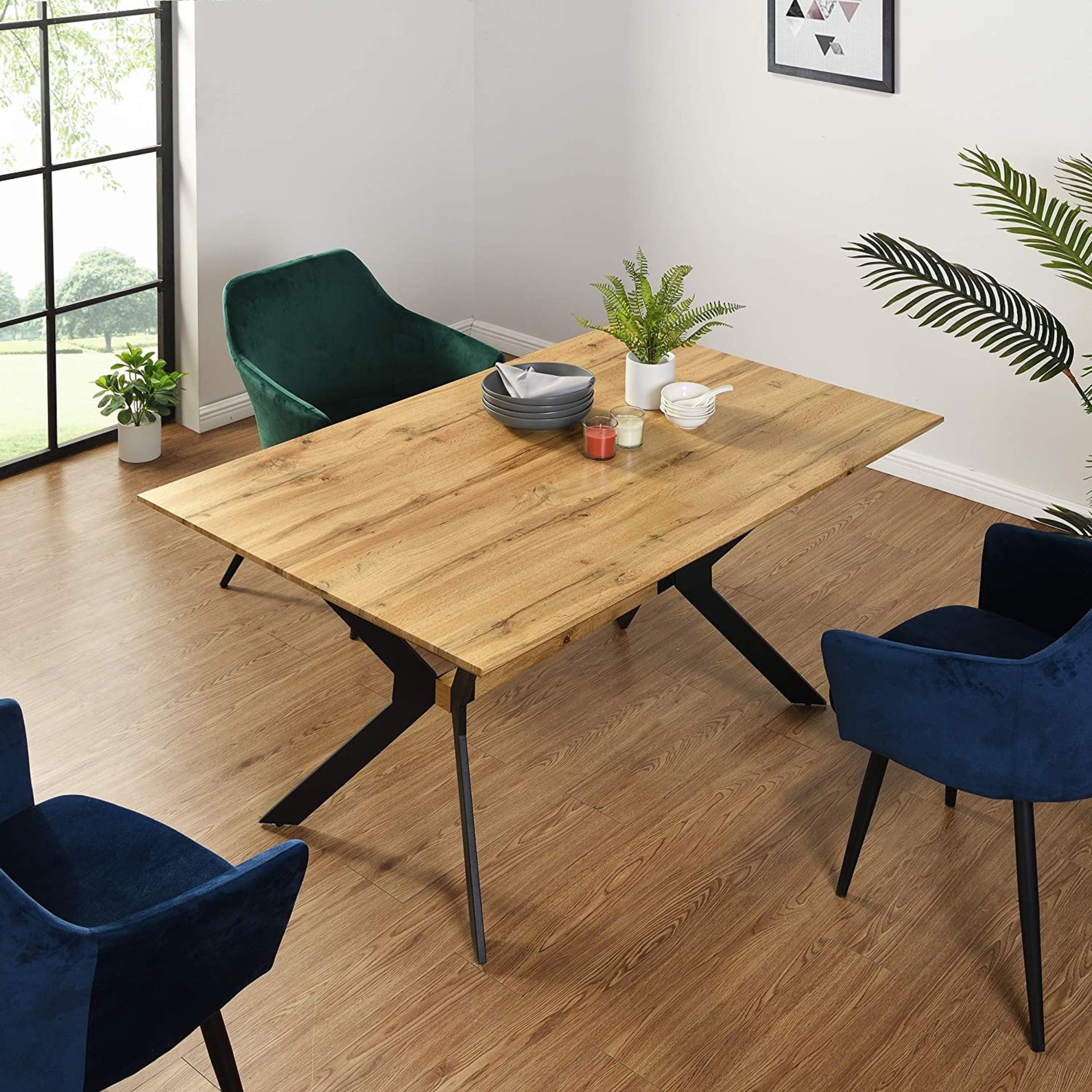 Granby Wotan Oak Effect 140cm Dining Table with Geometric Metal Legs *ONLY CONTAINS BOX 1/2* -
