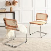 Cosenza Pair of 2 Dining Chairs, Cane & Chrome (Natural) - ER29