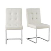 Keyston Set of 2 Cream White PU Leather Upholstered Dining Chairs - ER30