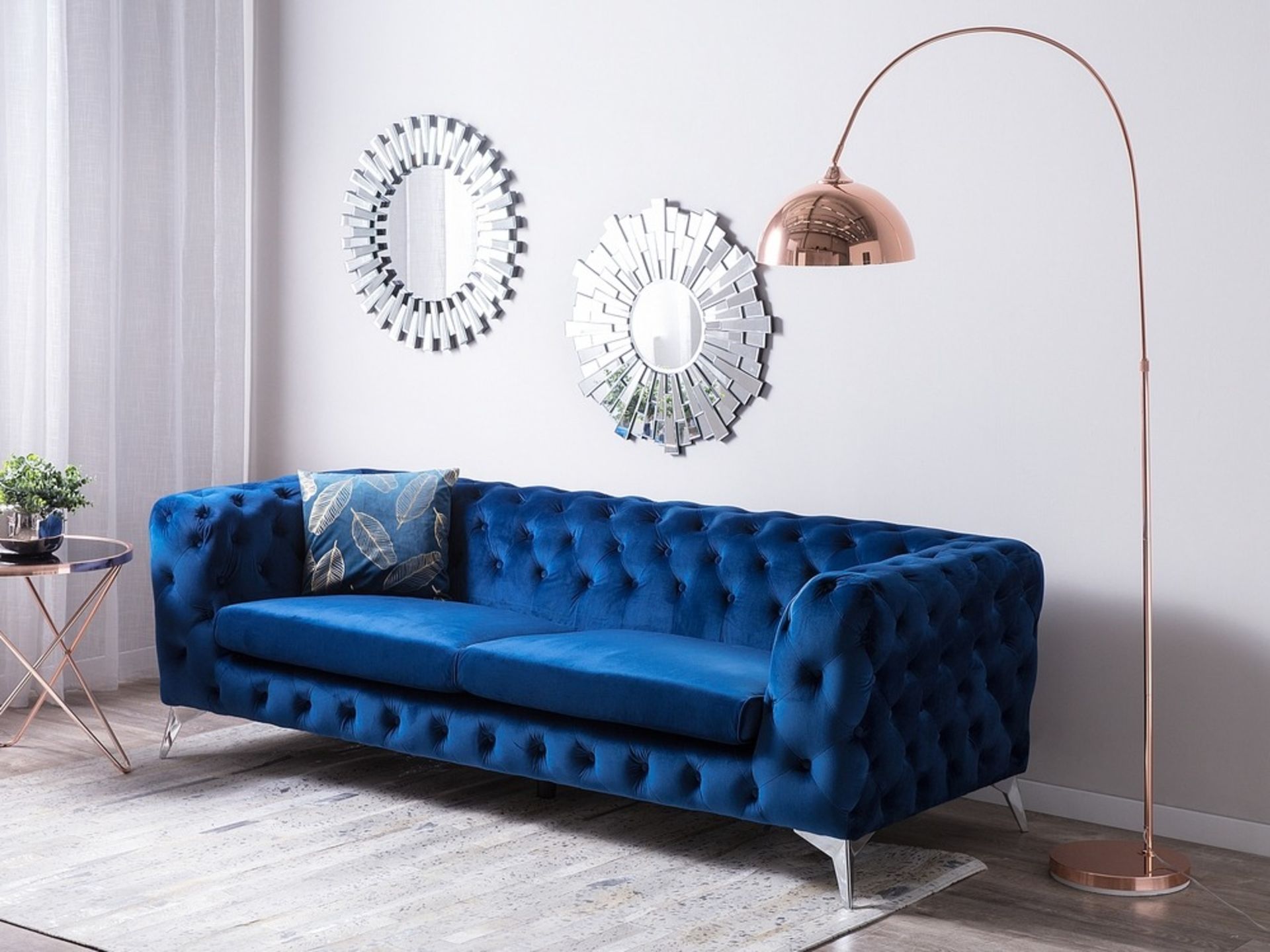 3 Seater Velvet Fabric Sofa Cobalt Blue SOTRA *design may vary* - ER30