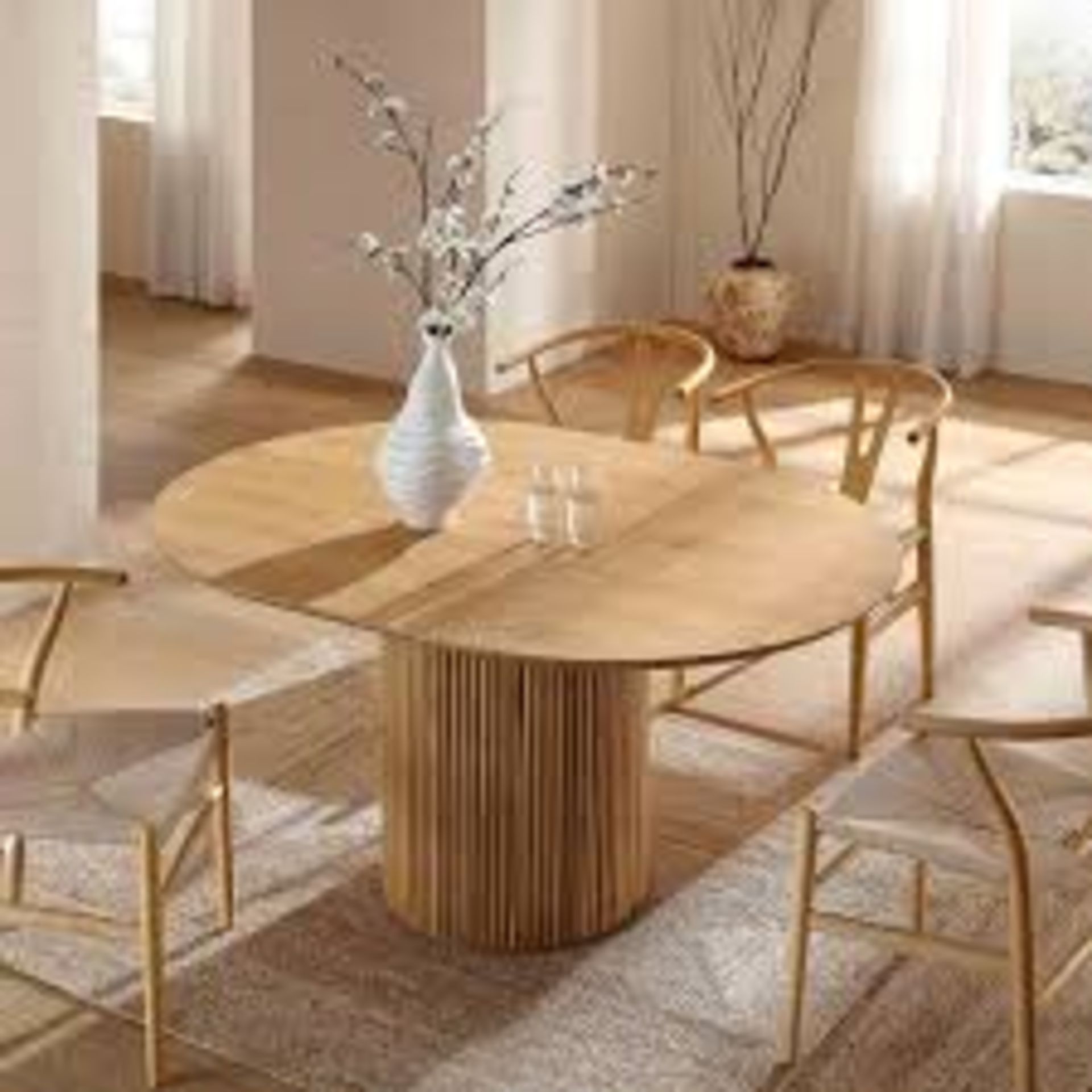 Maru Round 4-6 Seater Extending Oak Pedestal Dining Table, Oak - ER30