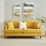 Brigette 3-Seater Mustard Velvet Sofa with Antique Brass Castor Legs - ER23 (Sofa Rack)