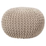 Conrad Cotton Knitted Pouffe 40 x 25 cm Beige. -ER. If you are looking for a bright accent to