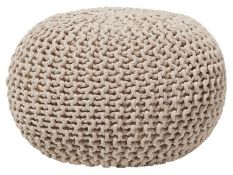 Conrad Cotton Knitted Pouffe 40 x 25 cm Beige. -ER. If you are looking for a bright accent to