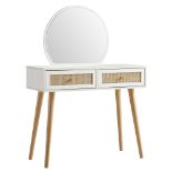 Frances Woven Rattan Dressing Table with Mirror, White - ER30