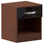 Vida Designs Hulio 1 Drawer Bedside Cabinet - Walnut & Black - ER32