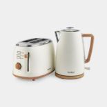 Fika Cream & Wood 2 Slice Kettle & Toaster Set - ER36