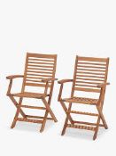 BRAND NEW JOHN LEWIS Folding Garden Armchair, Set Of 2, FSC-Certified (Eucalyptus Wood), Natural.