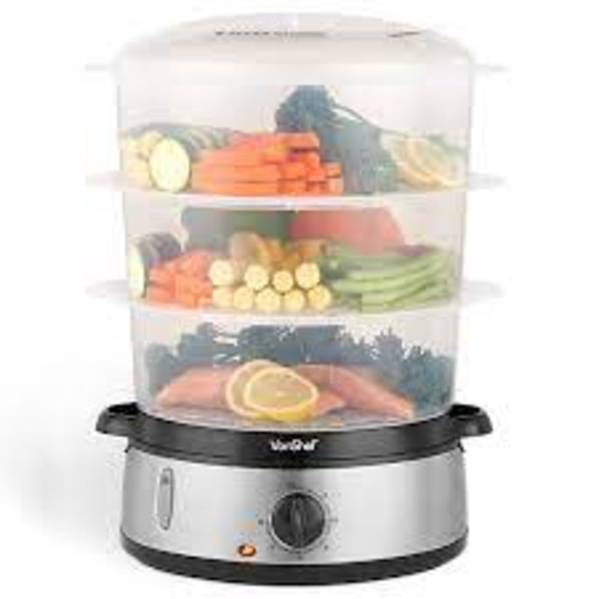 9L Food Steamer 3 Tier, Vegetable Steamer w/ Timer & Rice Bowl for Cooking Veg, Meat, Fish, Rice,