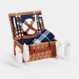 4 Person Navy Wicker Picnic Basket - ER37