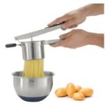 Potato Ricer Masher, Multifunctional Stainless Steel Fruit & Veg Press w/ Soft Grip Vegetable Masher