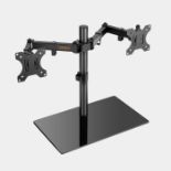 Dual Monitor Stand With Glass Base - ER37
