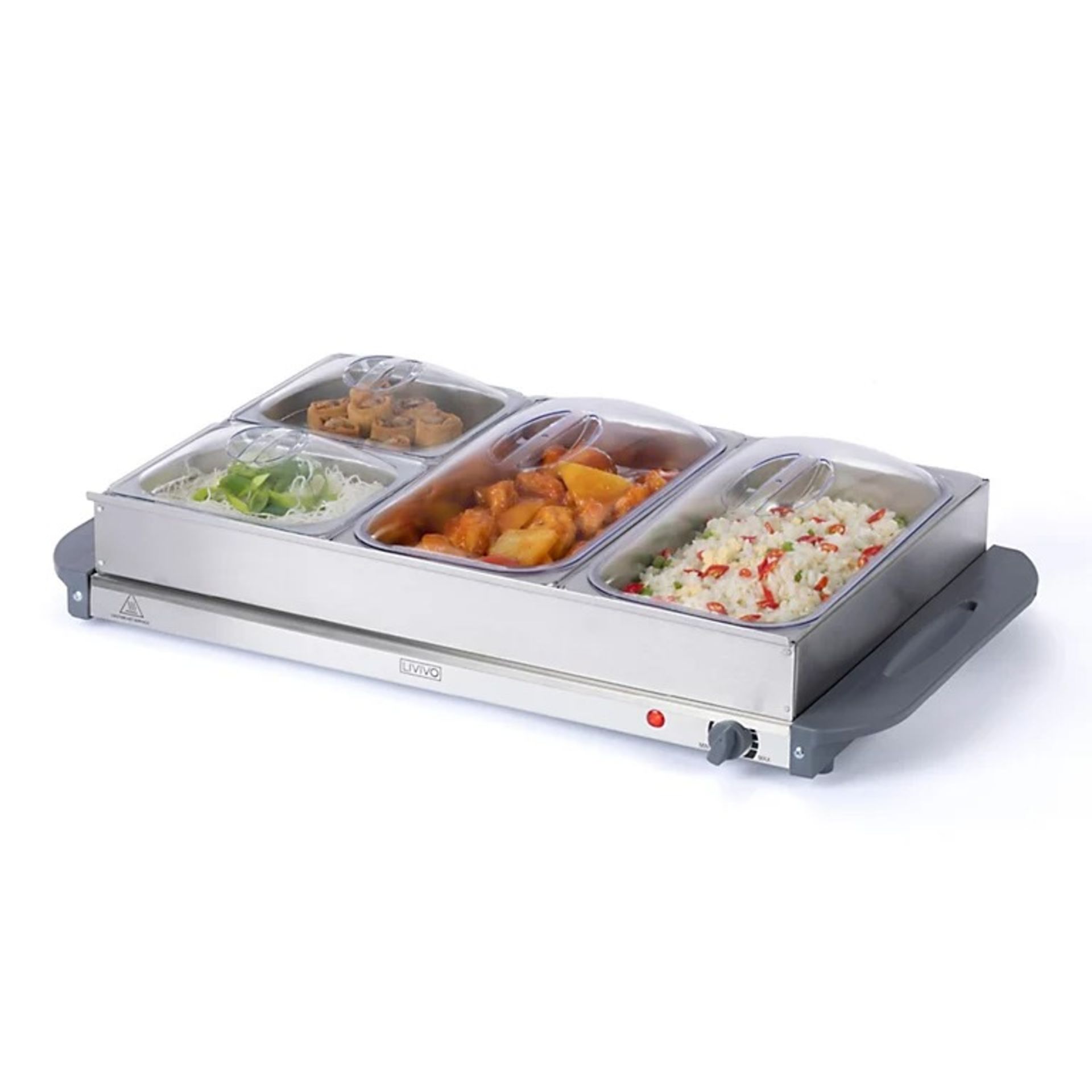 Livivo 4 Section Buffet Server & Warming Tray Cool Touch Handles - ER37