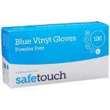 10 X BRAND NEW PACKS OF 100 SAFETOUCH BLUE VINYL GLOVES POWDER FREE SIZE XL BLUE EXP OCT 2026