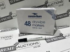 7 X BRAND NEW PACKS OF 48 BULLET TIP BLACK MARKER PENS R2.2