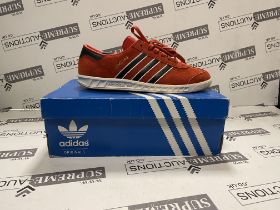 ADIDAS HAMBURG TRAINERS ORANGE AND BLACK SIZE 7