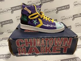 CONVERSE CHINATOWN MARKET X CONVERSE PRO LEATHER LAKERS CHAMPIONSHIP JACKET TRAINERS SIZE 8.5