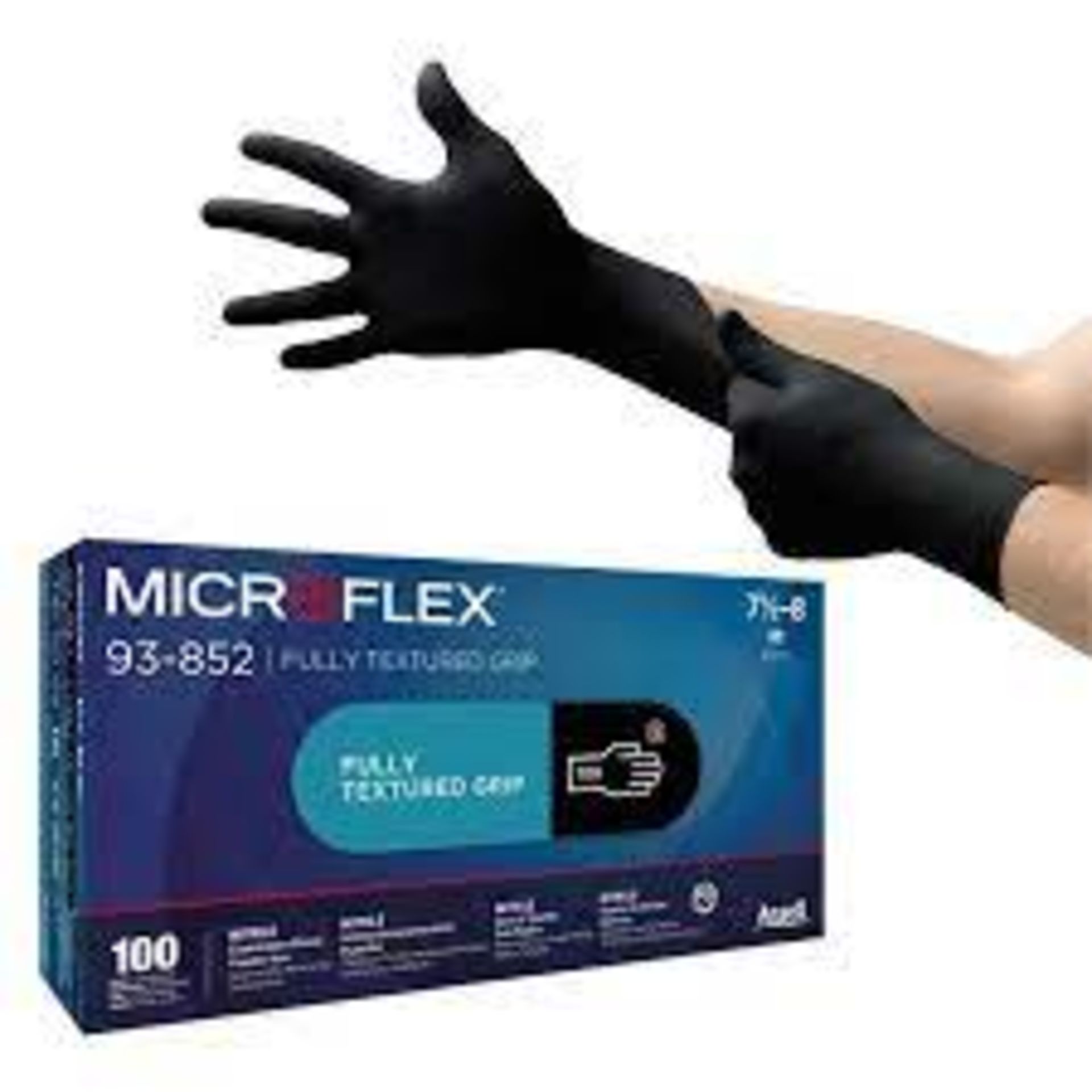 720 X BRAND NEW PACKS OF 100 MICROFLEX BLACK NITRILE GLOVES SIZE XS EXP MAY 2024
