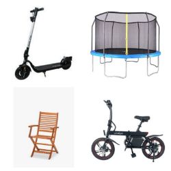 Liquidation of New & Boxed Premium Outdoor Rattan Sets, Electric Bike, Electrics Scooters, Firepits, Trampolines & More - Delivery Available!