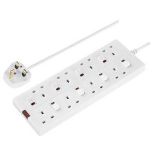 Masterplug 8 Socket 13A Switched White Extension Lead, 2M - ER48
