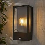 Zinc Thora Fixed Matt Black Mains-Powered Outdoor on/off with Pir Wall Light - ER49