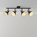 Acrobat Matt Black Gold Effect Mains-Powered 4 Lamp Spotlight Bar - ER47