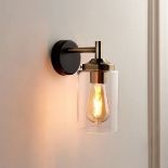 Edinburgh Matt Black Antique Brass Effect Wired Wall Light - ER47