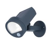 4x Tavares Adjustable Dark grey Solar-powered Integrated LED PIR Motion sensor Outdoor Wall